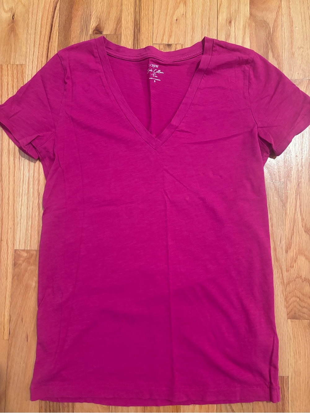 J. Crew Short-Sleeve V-Neck Tee in Fuchsia